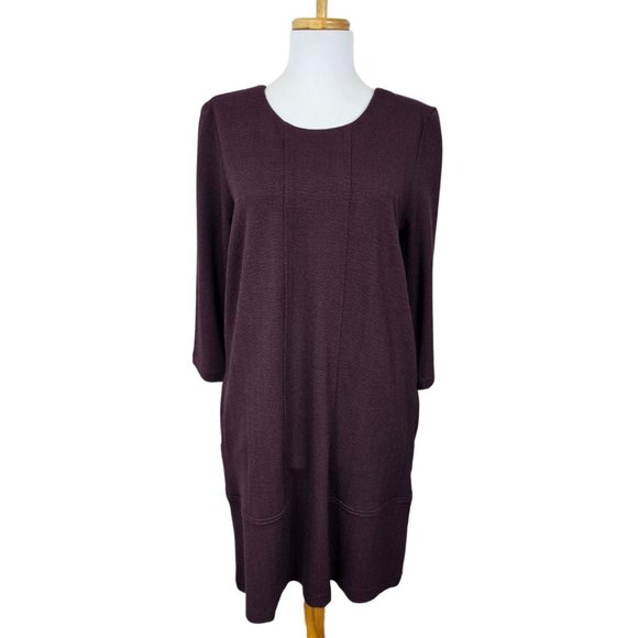 J. Jill Dresses J Jill Petite M Ponte Shift Dress Burgundy Black